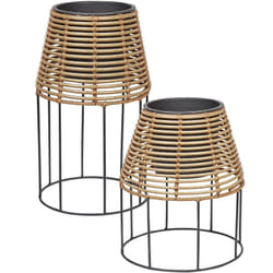 Beliani - Set di 2 vasi per piante in rattan pe su supporto per interni esterni marrone con inserto Borago