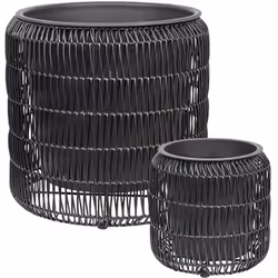 Set di 2 fioriere in finto rattan . Se desideri aggiungere un tocco extra alle tue piante, posizionale in questo set di due v ...