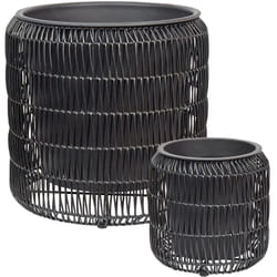 Beliani - Set di 2 vasi in finto rattan nero per piante con inserto Brodeia