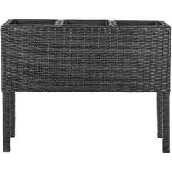 Beliani - Fioriera da giardino in finto rattan nero con 3 inserti Caragana
