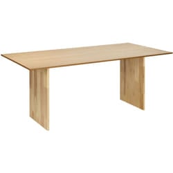 Tavolo da cucina per sala da pranzo Piano impiallacciato rettangolare Finitura naturale Gambe in legno massiccio 180 x 90 cm Legno chiaro Moora