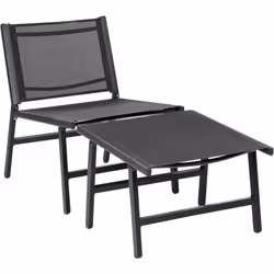 Sedia da esterno in textilene con poggiapiedi. Migliora il tuo spazio all'aperto con questo set di sedia e poggiapiedi, perfe ...