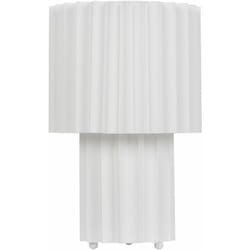 Lampada da comodino moderna con paralume in tessuto di lino Base a tamburo Bianco Alfeios
