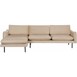 Divano angolare moderno in velluto beige con gambe nere a 4 posti lato destro Vinterbro