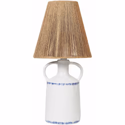 Lampada in ceramica con paralume in vimini. Valorizza la semplicità con la nostra lampada da tavolo minimalista. Il paralume  ...