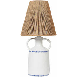 Beliani - Lampada da tavolo in ceramica con paralume in vimini naturale e carta a cono bianca Larissos