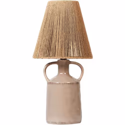 Lampada in ceramica con paralume in vimini. Valorizza la semplicità con la nostra lampada da tavolo minimalista. Il paralume  ...