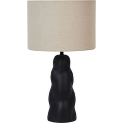 Beliani - Lampada da comodino in ceramica con paralume a tamburo beige Nero Vilar
