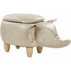 Sgabello Bambini Forma Elefante Ecopelle tortora Imbottita Gambe Legno Elephant