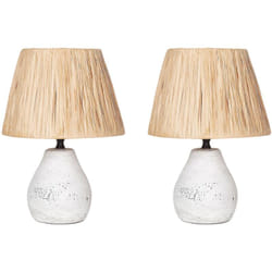 Beliani - Set di 2 lampade da tavolo in ceramica con paralumi a cono in carta, effetto anticato Bianco e naturale Arwadito