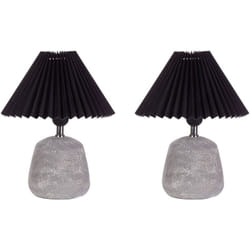 Beliani - Set di 2 lampade da tavolo in ceramica Lampada da comodino Paralume a cupola plissettato nero Zeyi