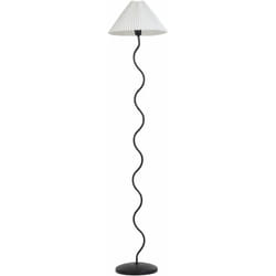 Beliani - Lampada da terra in metallo Luce Paralume plissettato in plastica Nero e bianco Jikawo