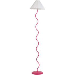 Beliani - Lampada da terra in metallo Luce Paralume plissettato in plastica Rosa e bianco Jikawo