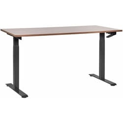 Scrivania regolabile manualmente legno scuro e nero 160 x 72 cm destines