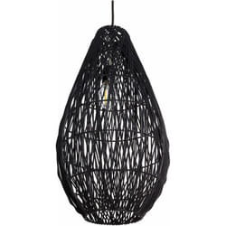 Beliani - Lampada a sospensione in corda di cotone con paralume a gabbia fatto a mano in stile giapponese naturale nero Anotto