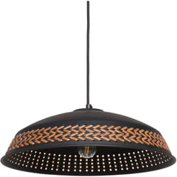 Beliani - Lampada a sospensione in ferro con paralume a cupola contemporanea in pelle pu nera Minillas