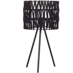 Beliani - Lampada da tavolo a stelo con paralume in tessuto a luce singola con base a stelo in metallo nero Culebra