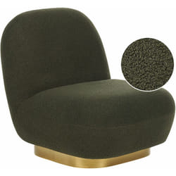 Poltrona verde in tessuto bouclé con base oro stile contemporaneo Loviisa