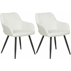 Beliani - Set di 2 sedie imbottite in velluto bianco crema con gambe in metallo Casmalia