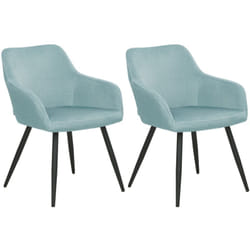 Beliani - Set di 2 sedie imbottite in velluto azzurro con gambe in metallo Casmalia