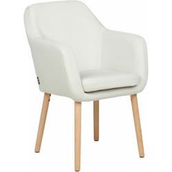 Sedia da pranzo classica imbottita in tessuto di velluto con braccioli gambe in legno bianco Yorkville