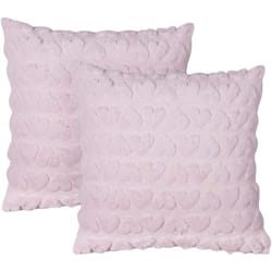 Beliani - Set di 2 cuscini in tessuto rosa ricamati con motivo a cuoricini 45 x 45 cm Astrantia