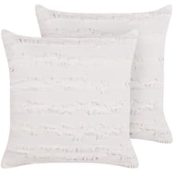 Beliani - Set di 2 cuscini in cotone con motivo a tinta unita bianco 45 x 45 cm Makneh