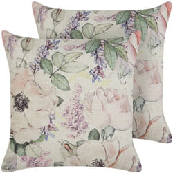 Beliani - Set di 2 cuscini decorativi motivo floreale viola federa sfoderabile 45 x 45 cm Zahriye