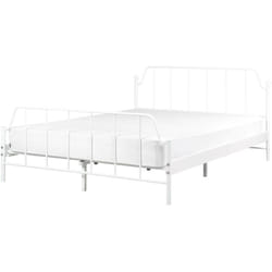 Letto matrimoniale con rete a doghe in legno di pioppo e struttura metallo bianco 140 x 200 cm Mauressac