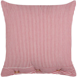 Beliani - Cuscino decorativo retrò in cotone con motivo a righe quadrato 45 x 45 cm Bottoni rosso e bianco Aalita