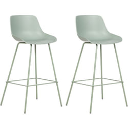Set di 2 sedie da bar Sgabelli da bar altezza banco Seduta in plastica Gambe in metallo Verde Chiaro Emmet