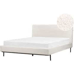 Letto a doghe Bianco Bouclè Imbottito 160 x 200 cm eu Matrimoniale Design Moderno Corio
