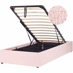 Struttura letto rivestita in tessuto con un pattern simile al lino con contenitore e rete a doghe. Porta l'eleganza in camera ...