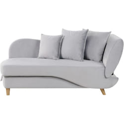 Beliani - Chaise Longue in velluto grigio chiaro lato destro con contenitore Meri ii