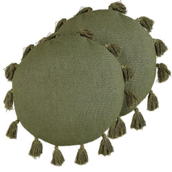 Set di 2 cuscini decorativi rotondi cotone cuscini verde nappe 45 cm Madia