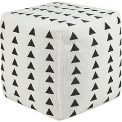 Pouf quadrato in cotone decorativo e rimovibile fatto a mano con motivi geometrici bianco e nero Tarodi