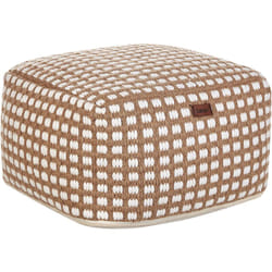 Pouf poggiapiedi tessuto a mano in cotone e lana beige 50 x 50 x 30 cm Chilar