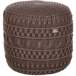 Pouf ottomana intrecciata a mano in cotone e macramè tortora 45 x 45 cm Thakot