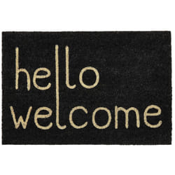 Beliani - Zerbino moderno per interni 40 x 60 cm Welcome Text Motif Coir Antiscivolo pvc Backing Black Fansipan