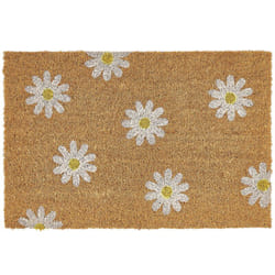 Beliani - Zerbino moderno per interni 40 x 60 cm con motivo floreale a margherita in fibra di cocco antiscivolo con fondo in pvc naturale Topko