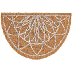 Beliani - Zerbino moderno per interni 40 x 60 cm semicircolare a motivo geometrico in fibra di cocco con fondo in pvc antiscivolo Natural Kinabalu