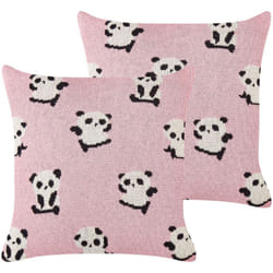 Beliani - Set di 2 cuscini decorativi per bambini con motivo a panda in cotone rosa 45 x 45 cm Talokan