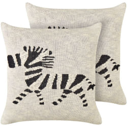 Beliani - Set di 2 cuscini decorativi per la stanza dei bambini Coperta in cotone con motivo a zebra Beige Jabori