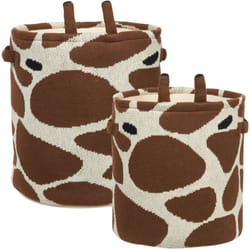 Beliani - Set di 2 cestini portaoggetti per bambini in cotone con maniglie per giocattoli Giraffa Beige e Marrone Pomang