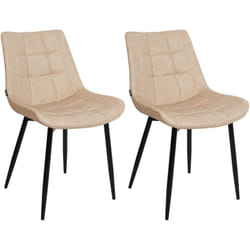 Beliani - Set 2 Sedie da Pranzo in ecopelle beige Gambe in Acciaio Nero Melrose ii