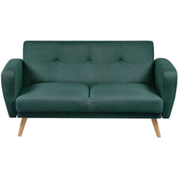 Beliani - Divano Letto in Tessuto Imbottito verde 2 Posti Gambe in Legno Florli