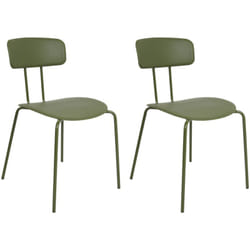 Set di 2 sedie da pranzo verde Seduta in plastica Gambe in metallo Nero Sibley