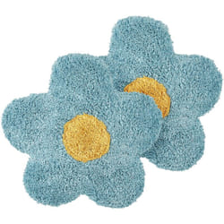 Beliani - Set di 2 cuscini decorativi in cotone per bambini a forma di fiore con motivo solido Blu Acetosa