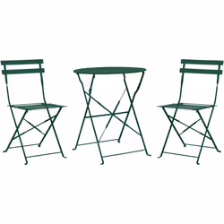Set bistro per due persone. Questo versatile set bistro da esterno in acciaio, comprende due comode sedie e un pratico tavoli ...