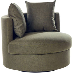 Poltrona moderna Glam con schienale rotondo Base girevole in poliestere con due cuscini Verde Dalby